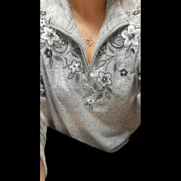 Alfred Dunner Knit Top Women's, Size M,Mock Neck , Color gray - Picture 2 of 10